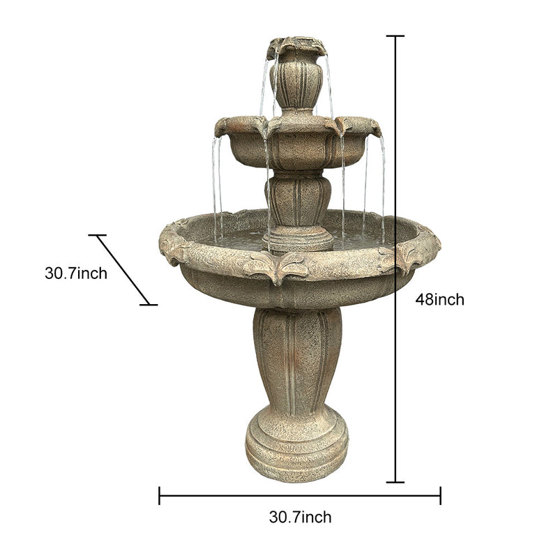 Concrete 3 Tier Water Fountain Large Estate, dimensions drawing