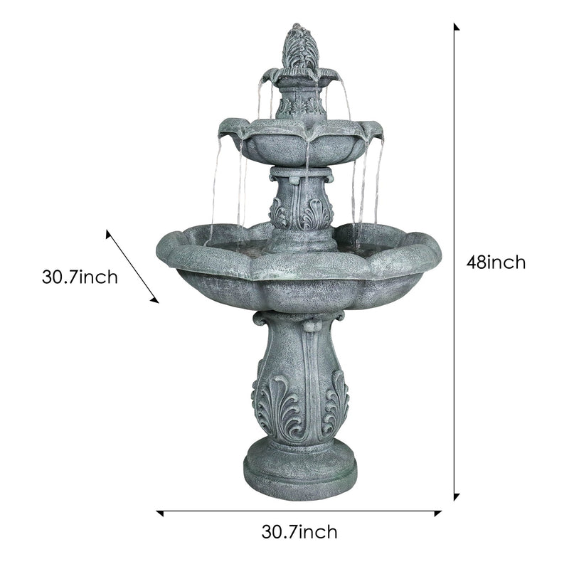Concrete Pedestal Fountain Ornate 3 Tier Outdoor, dimensions drawing