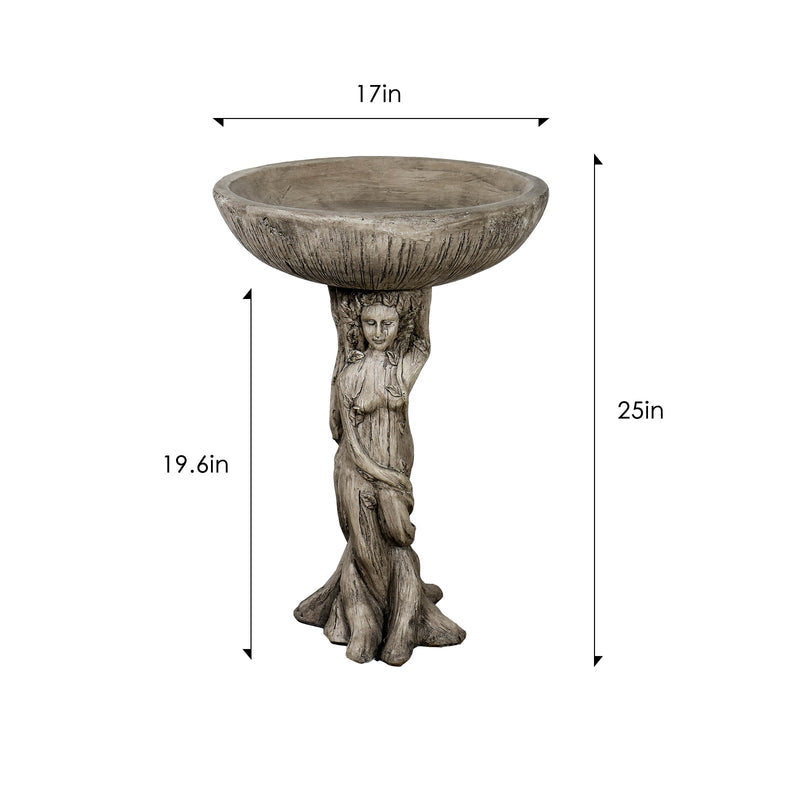 Concrete Bird Bath Statue Classical Goddess 22 Inch, dimensions drawing