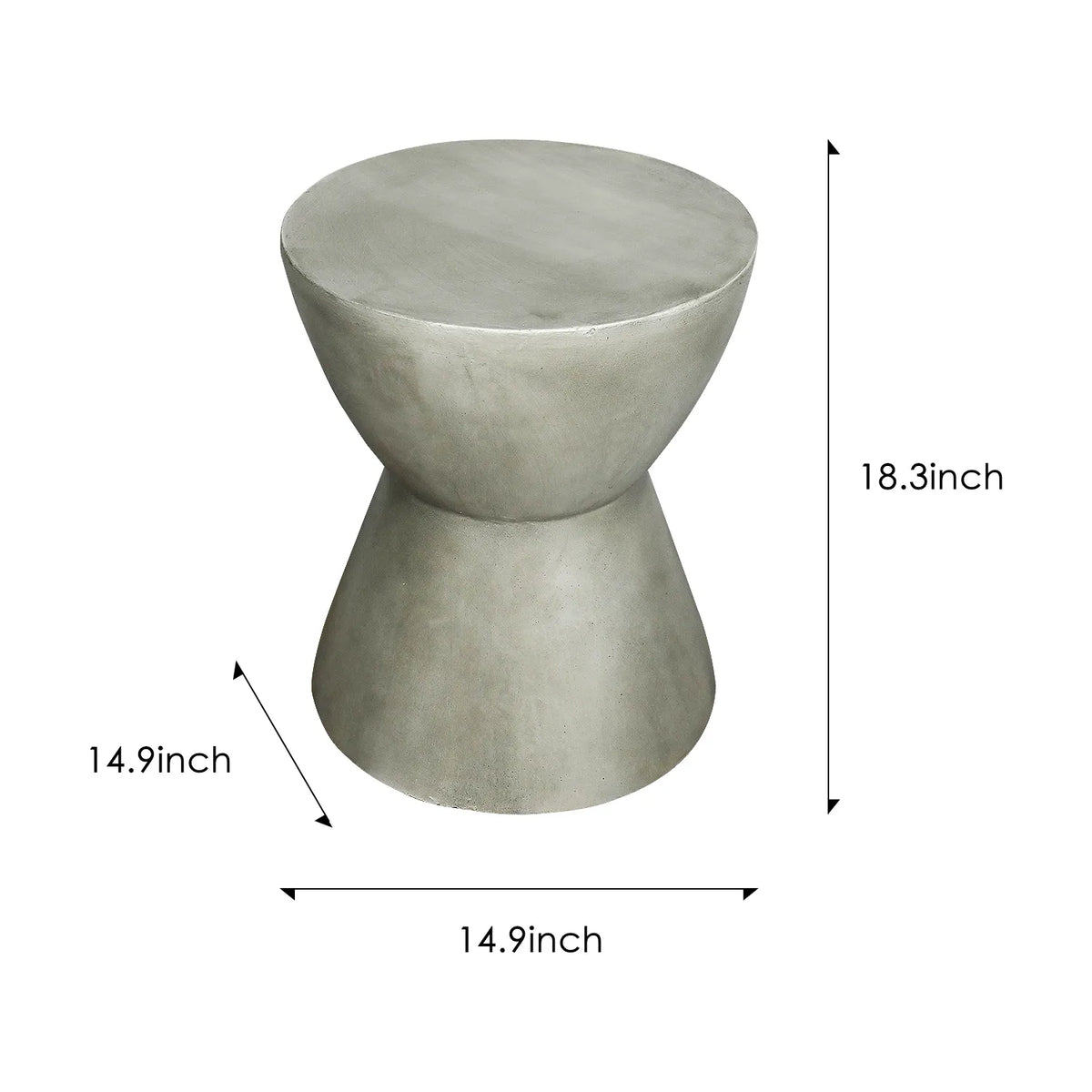 Concrete Side Table Outdoor Round Pedestal 18 Inch, dimensions drawing