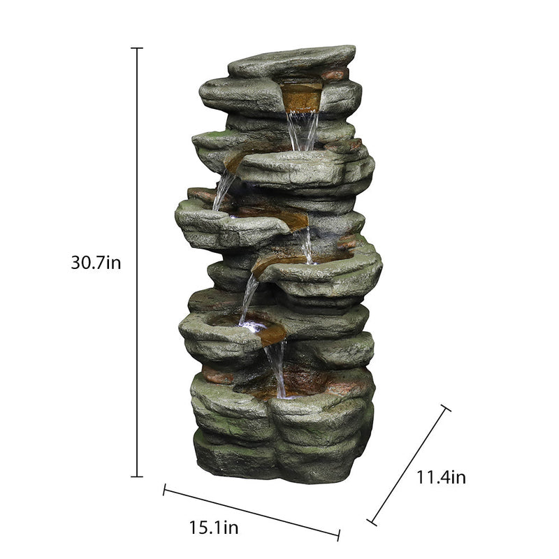 Resin Compact 6 Tier Rockery Outdoor Fountain 30 Inch, dimensions drawing