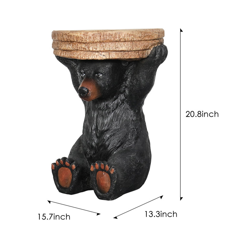 Concrete Outdoor Side Table Bear Holding Top 15 Inch, dimensions drawing