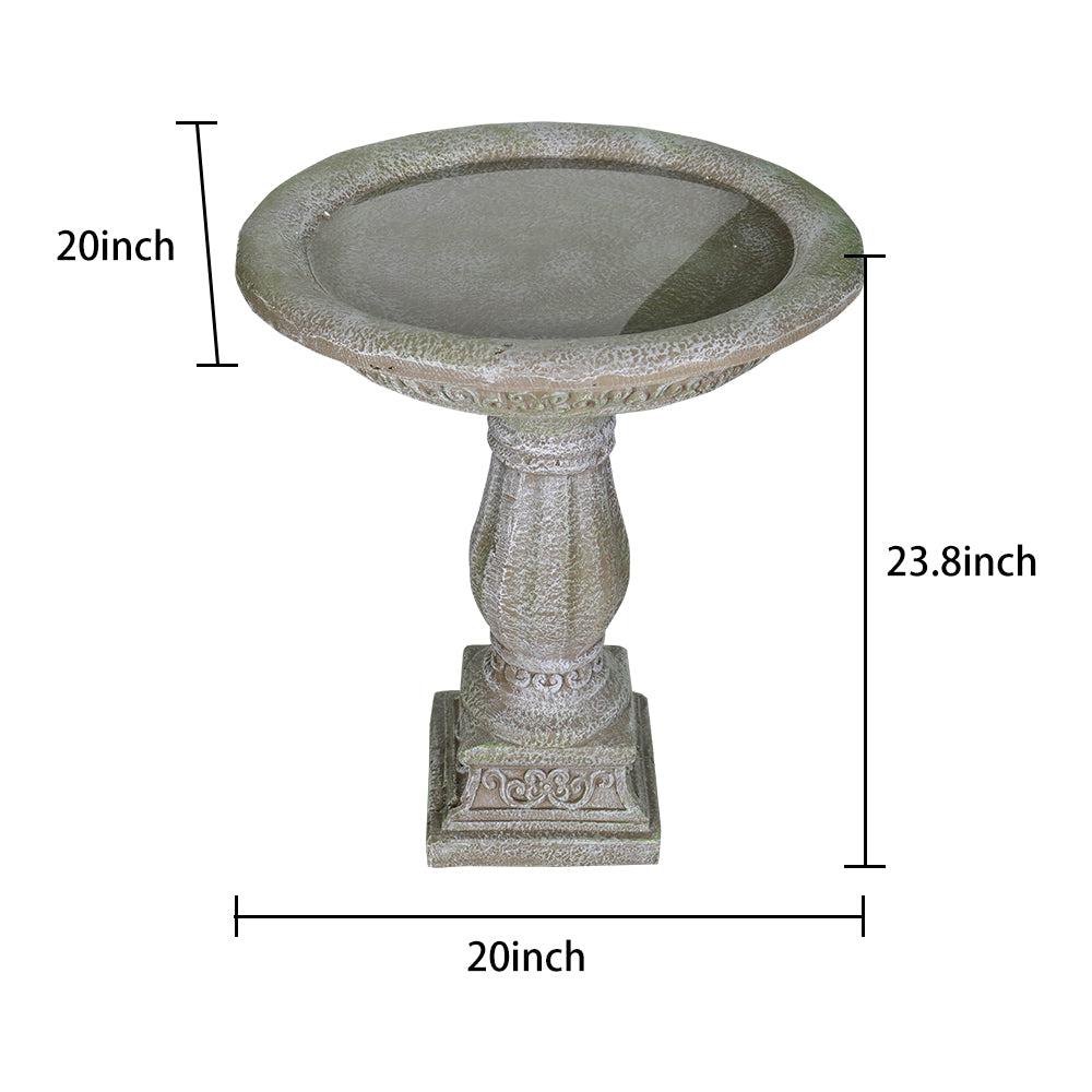 Concrete Antique Bird Bath Ornate Pedestal 23 Inch, dimensions drawing