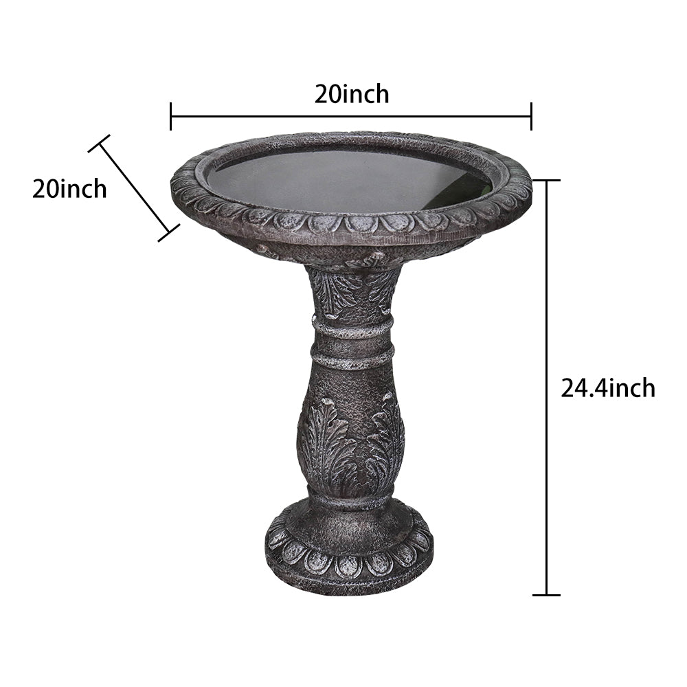 Concrete Leaf Bird Bath Acanthus Carved 24 Inch, dimensions drawing