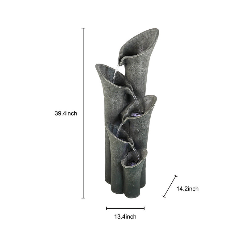 Resin Angled Pillar Outdoor Floor Fountain 39 in 14 lb, dimensions drawing