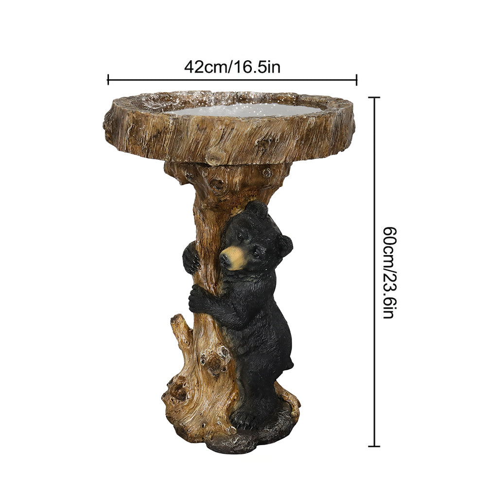 Concrete Bear Bird Bath Cub Climbing Stump 23 Inch, dimensions drawing