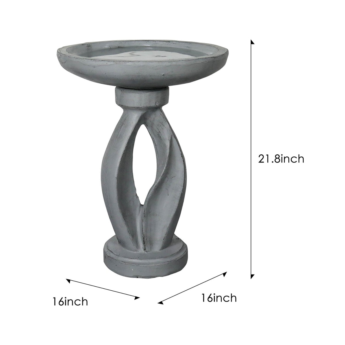 Concrete Bird Bath Contemporary Twin Cutout 22 Inch, dimensions drawing