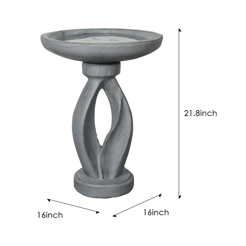 Concrete Bird Bath Contemporary Twin Cutout 22 Inch, dimensions drawing