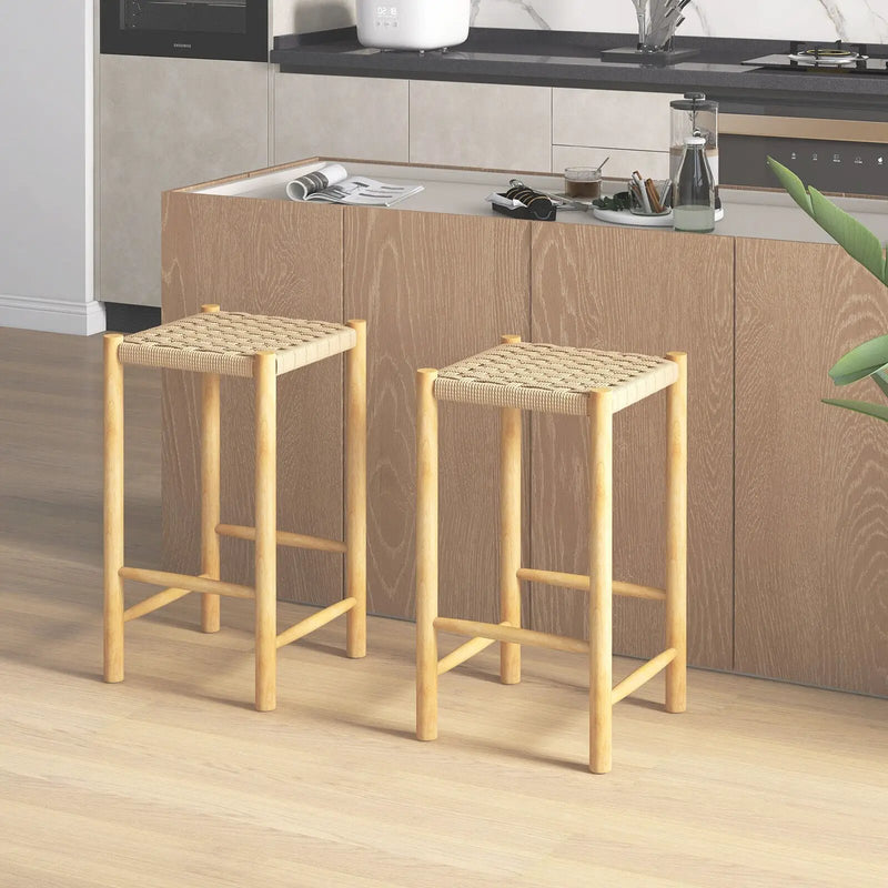 26 Inch Dining Bar Stool Set of 2-Natural by DirectDeals