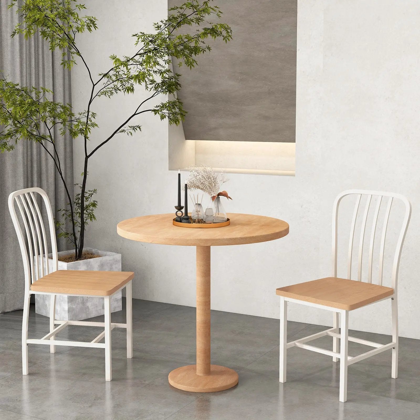 Armless Spindle Back Dining Chair Set of 2 with Ergonomic Seat by DirectDeals