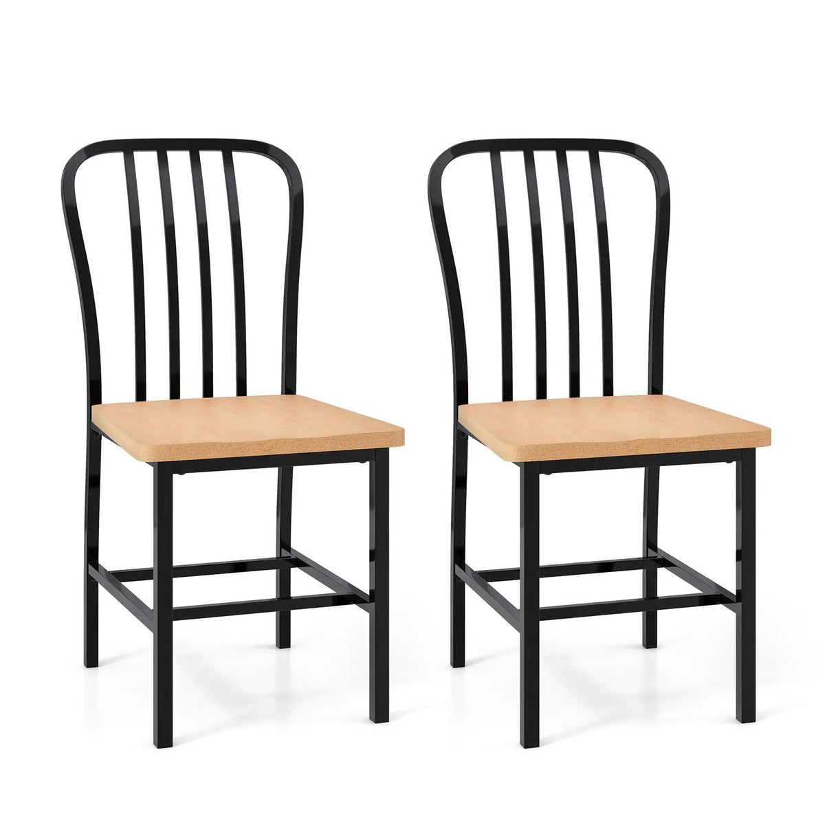 Armless Spindle Back Dining Chair Set of 2 with Ergonomic Seat by DirectDeals