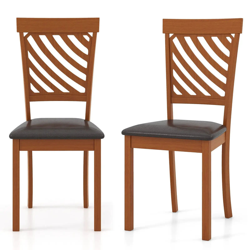 Dining Chair Set of 2 with Rubber Wood Legs and Ergonomic Back for Dining Room-Walnut by DirectDeals