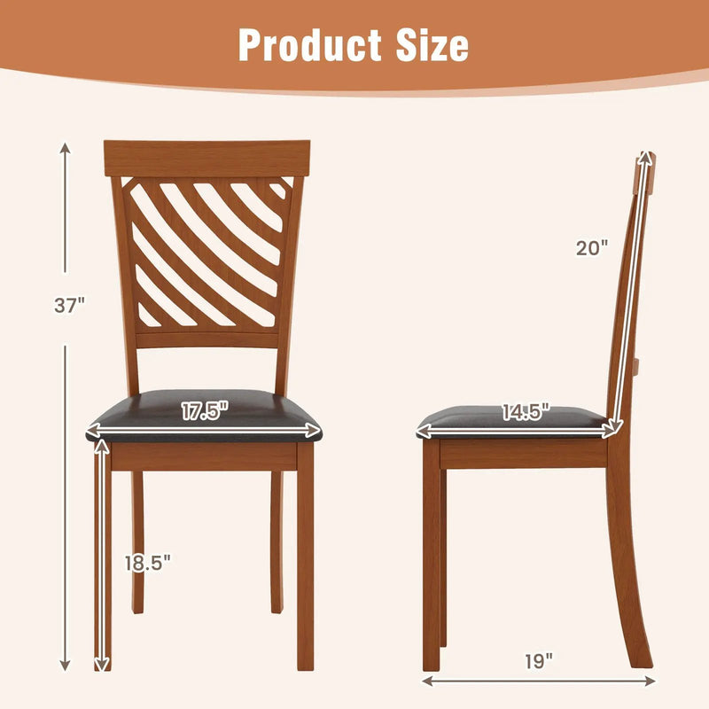 Dining Chair Set of 2 with Rubber Wood Legs and Ergonomic Back for Dining Room-Walnut by DirectDeals