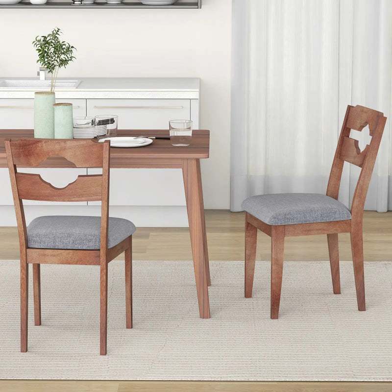 Dining Chair Set of 2 Fabric Upholstered Kitchen Chairs with Padded Seat and High Back-Gray by DirectDeals