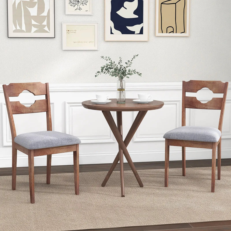 Dining Chair Set of 2 Fabric Upholstered Kitchen Chairs with Padded Seat and High Back-Gray by DirectDeals