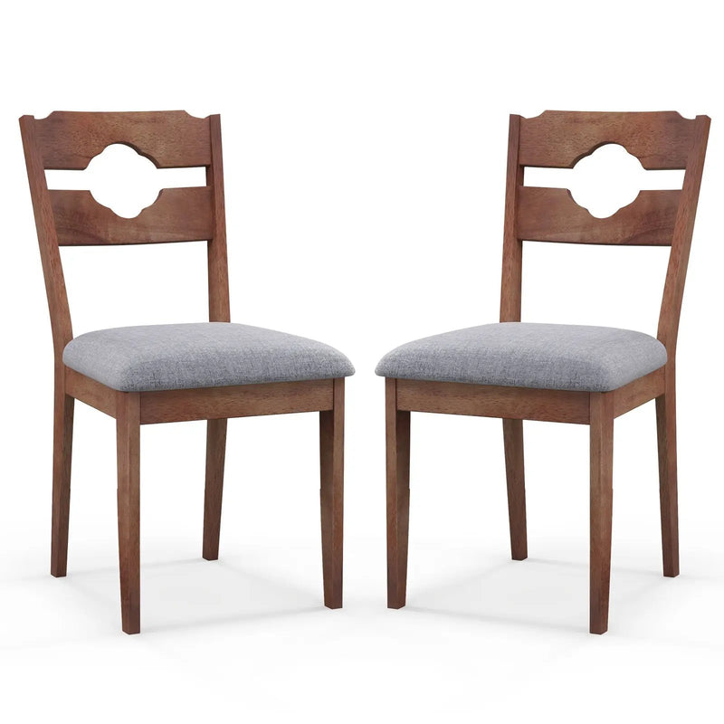Dining Chair Set of 2 Fabric Upholstered Kitchen Chairs with Padded Seat and High Back-Gray by DirectDeals