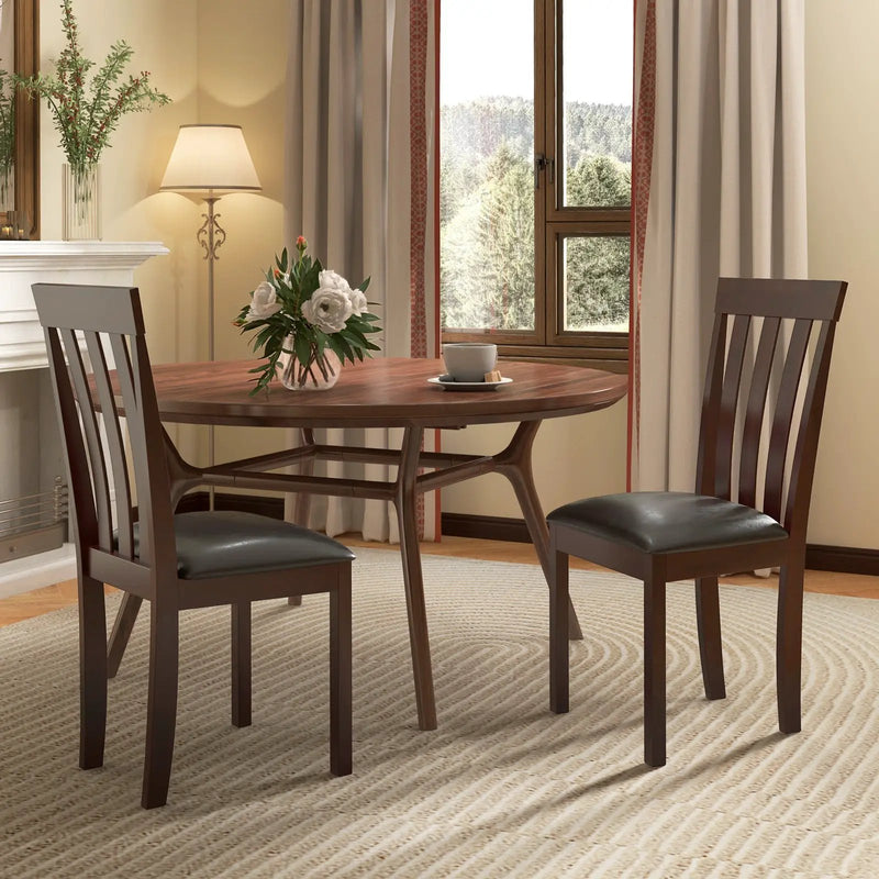 Dining Chair Set of 2 Upholstered Wooden Kitchen Chairs with Padded Seat and Rubber Wood Frame by DirectDeals