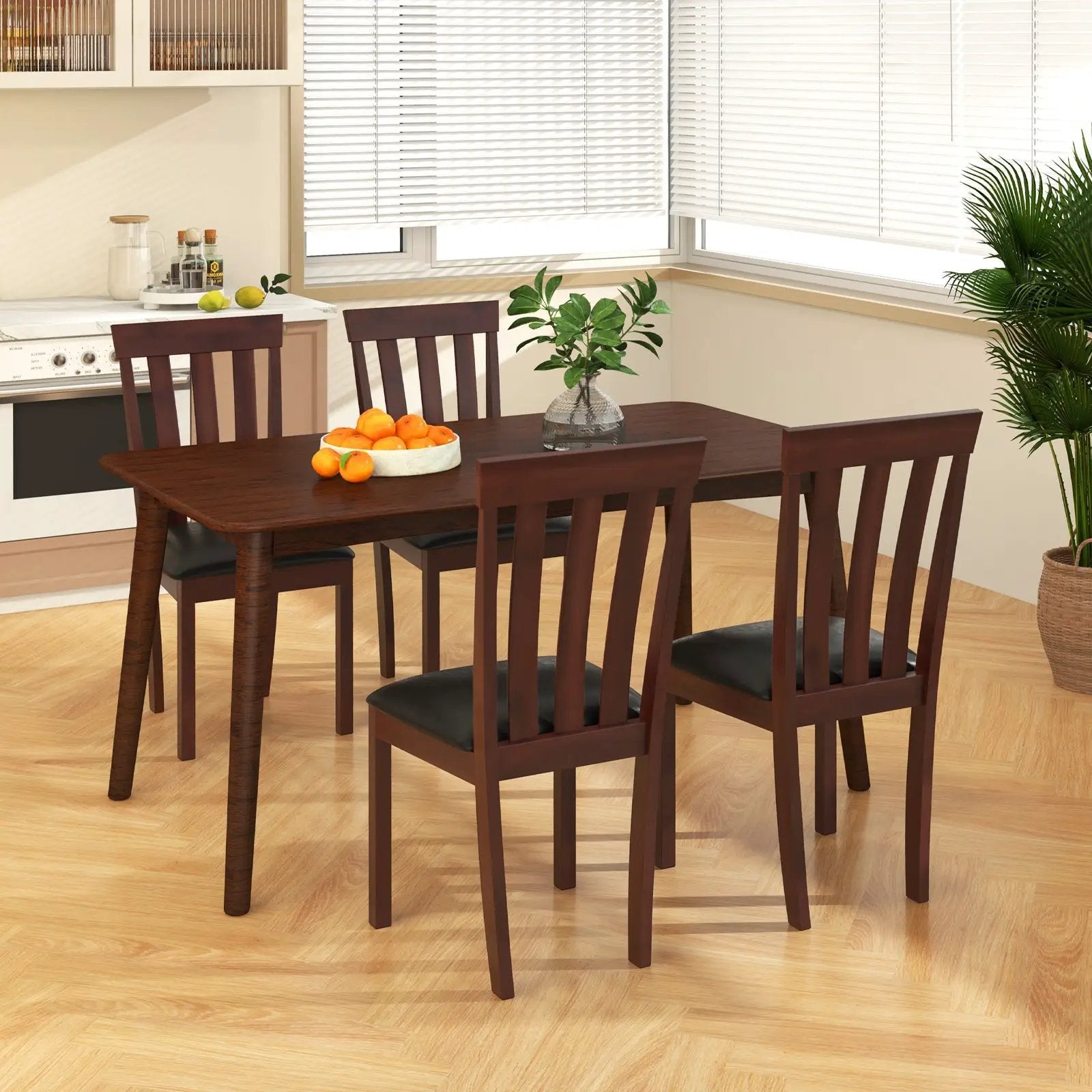 Dining Chair Set of 2 Upholstered Wooden Kitchen Chairs with Padded Seat and Rubber Wood Frame by DirectDeals