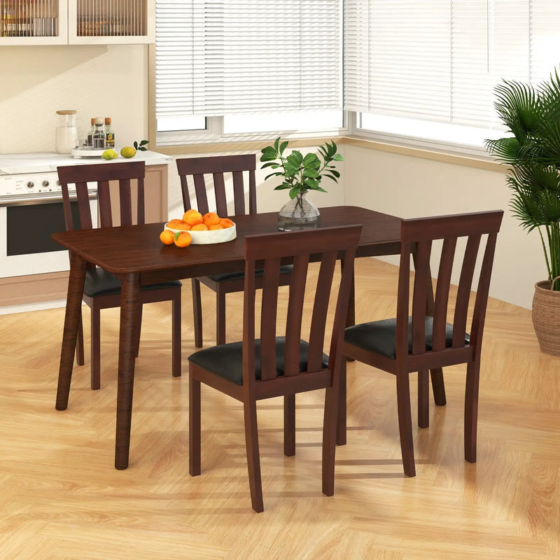 Dining Chair Set of 2 Upholstered Wooden Kitchen Chairs with Padded Seat and Rubber Wood Frame by DirectDeals