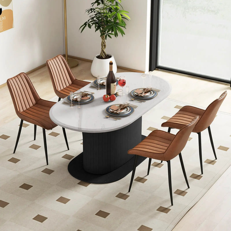 Faux-Leather Fabric Dining Chair Set of 2 with Metal Legs and Padded Seat by DirectDeals