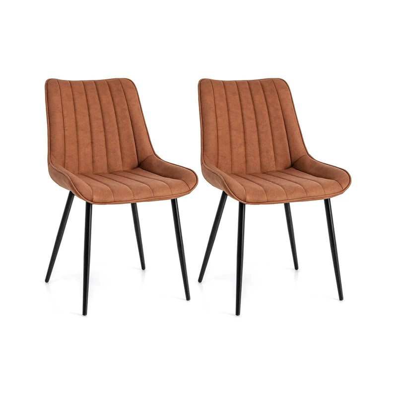 Faux-Leather Fabric Dining Chair Set of 2 with Metal Legs and Padded Seat by DirectDeals