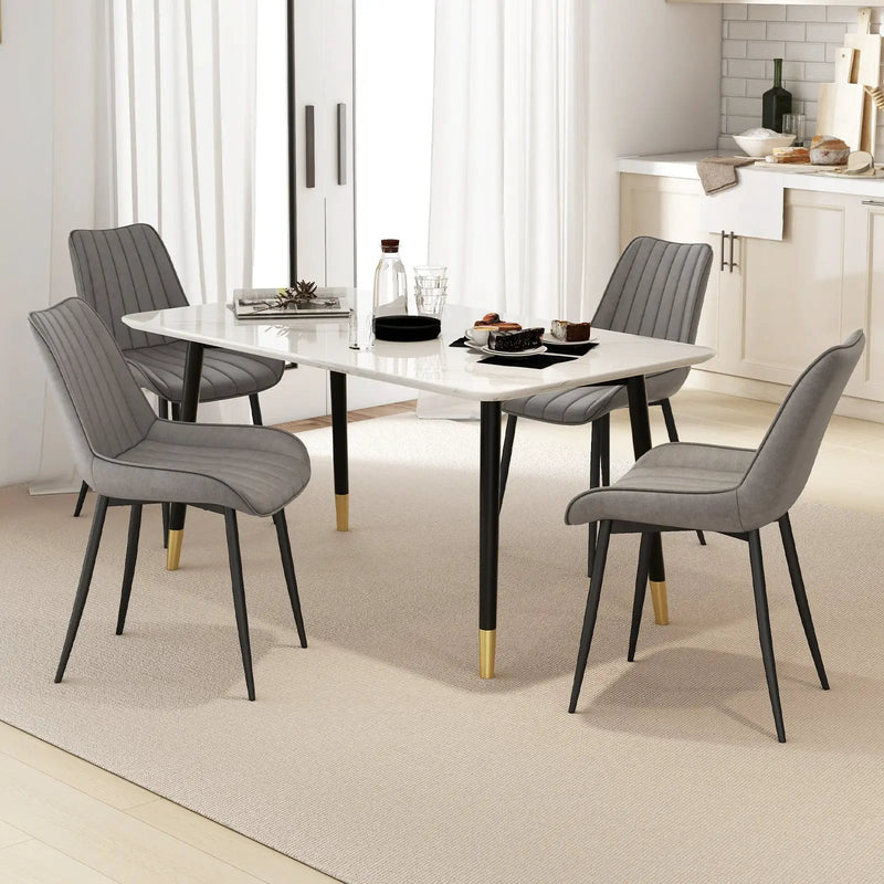 Faux-Leather Fabric Dining Chair Set of 2 with Metal Legs and Padded Seat by DirectDeals