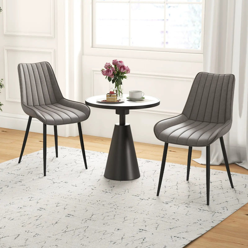 Faux-Leather Fabric Dining Chair Set of 2 with Metal Legs and Padded Seat by DirectDeals