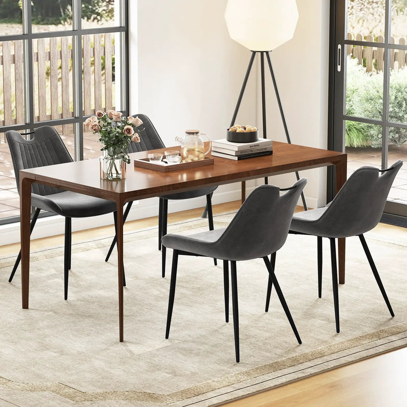Dining Chair Set of 4 Faux Leather Upholstered Kitchen Chairs with Metal Legs by DirectDeals