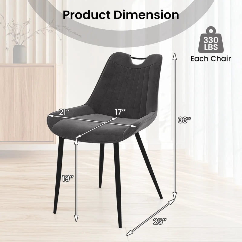 Dining Chair Set of 4 Faux Leather Upholstered Kitchen Chairs with Metal Legs by DirectDeals