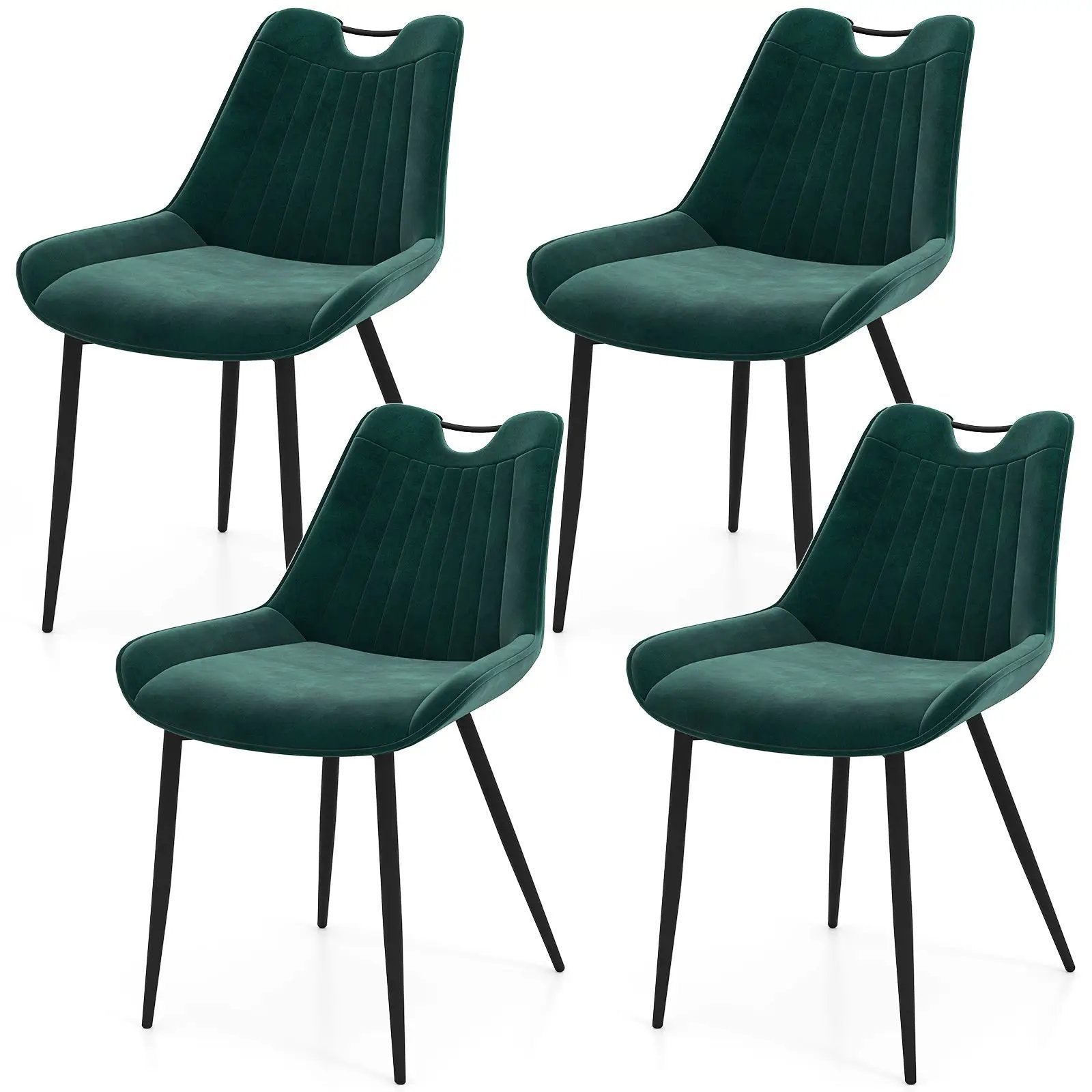 Dining Chair Set of 4 Faux Leather Upholstered Kitchen Chairs with Metal Legs by DirectDeals