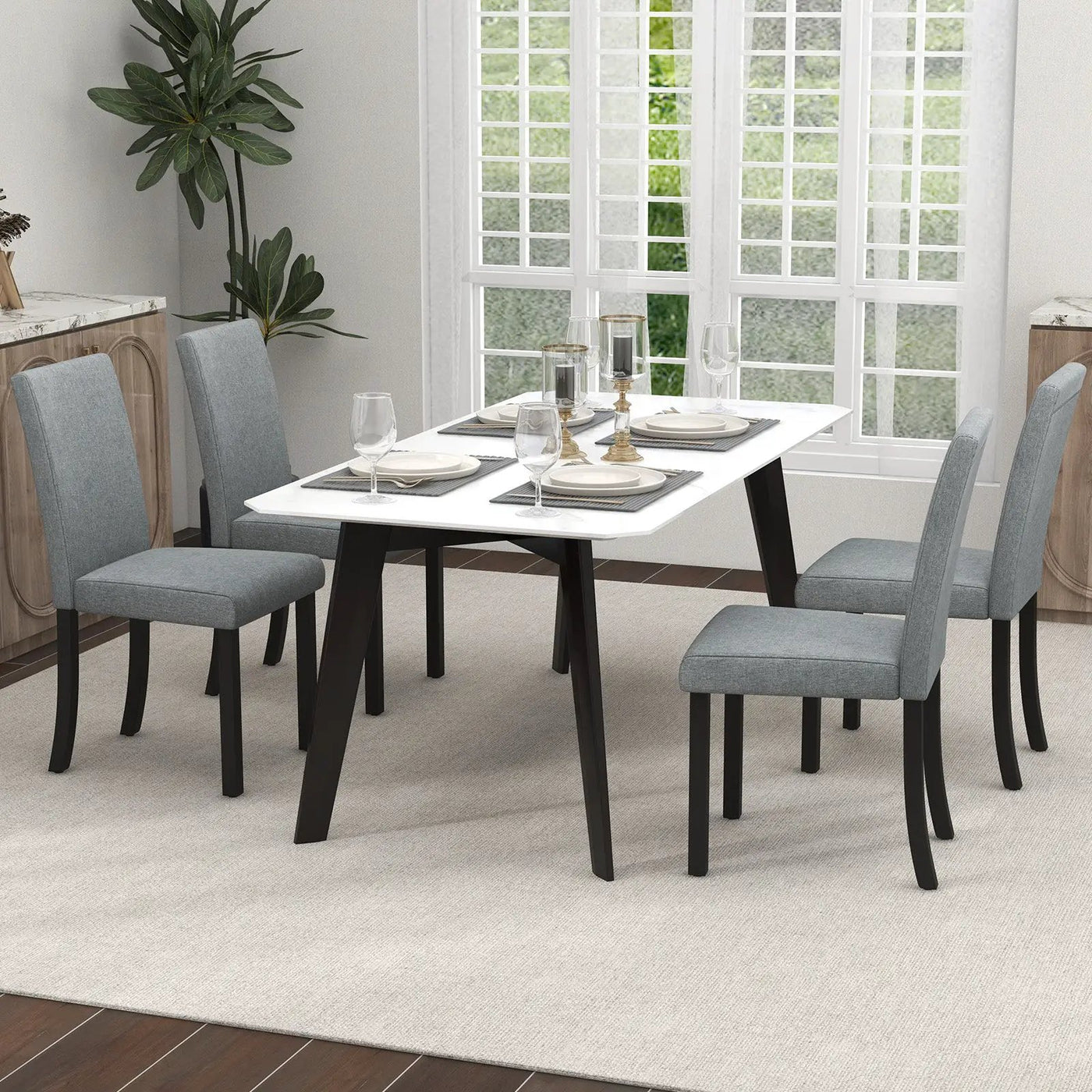 Dining Chair Set of 4 Upholstered Kitchen Dinette Chairs with Wood Frame by DirectDeals