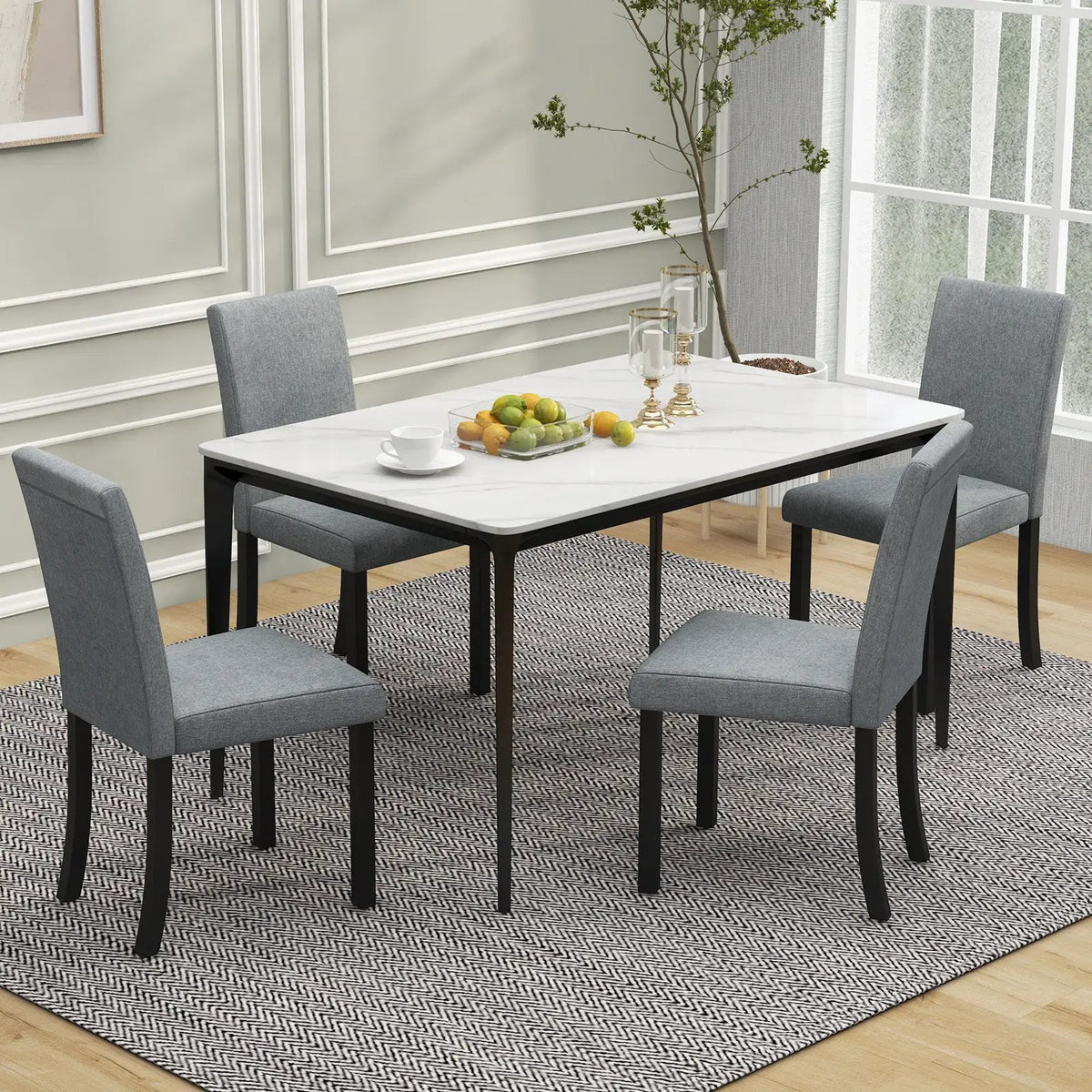 Dining Chair Set of 4 Upholstered Kitchen Dinette Chairs with Wood Frame by DirectDeals