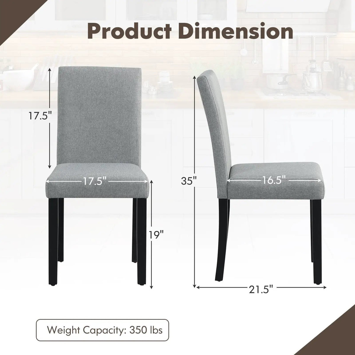 Dining Chair Set of 4 Upholstered Kitchen Dinette Chairs with Wood Frame by DirectDeals