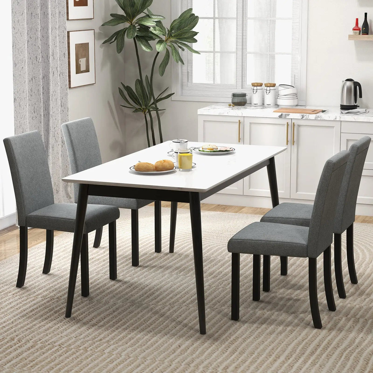 Dining Chair Set of 4 Upholstered Kitchen Dinette Chairs with Wood Frame by DirectDeals