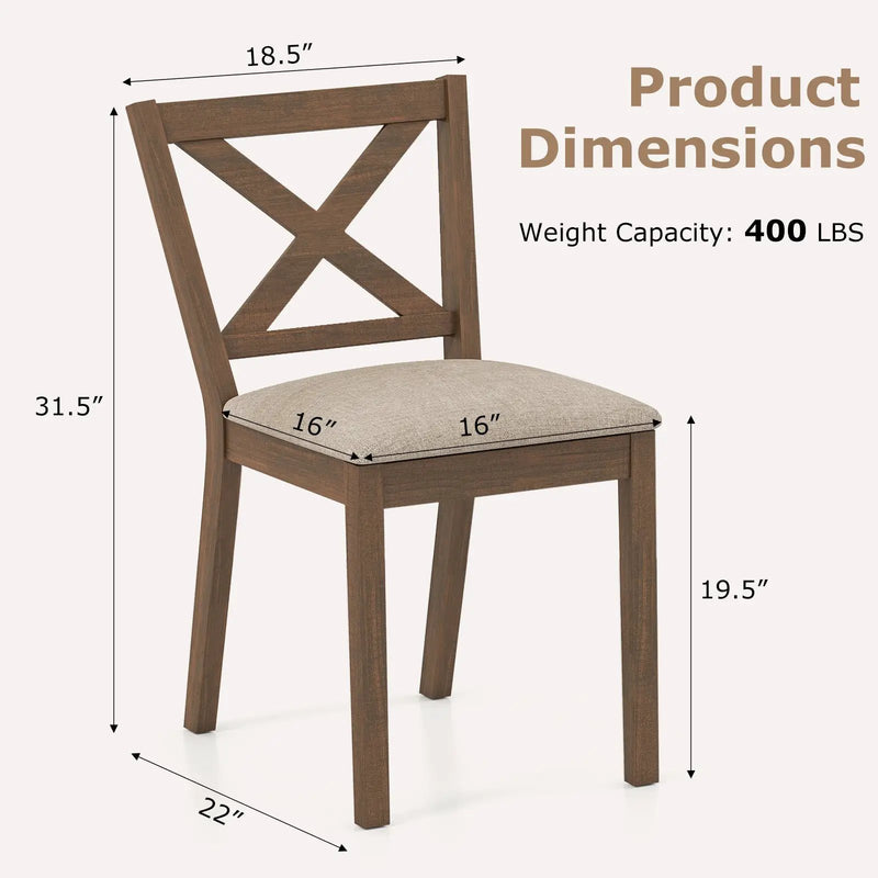 Dining Chair Set of 2 Modern Kitchen Chair with Upholstered Seat-Brown by DirectDeals