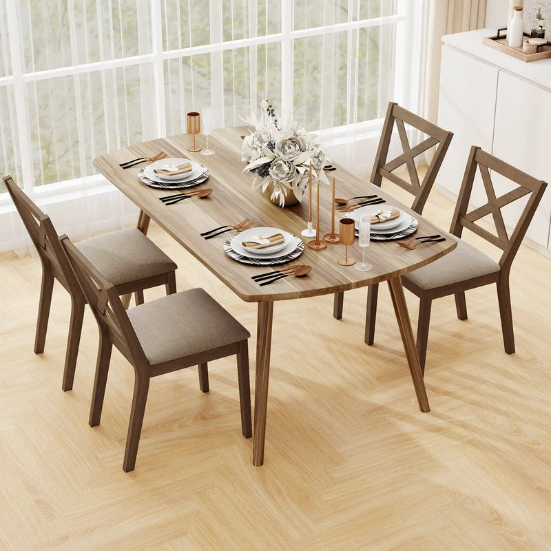 Dining Chair Set of 2 Modern Kitchen Chair with Upholstered Seat-Brown by DirectDeals