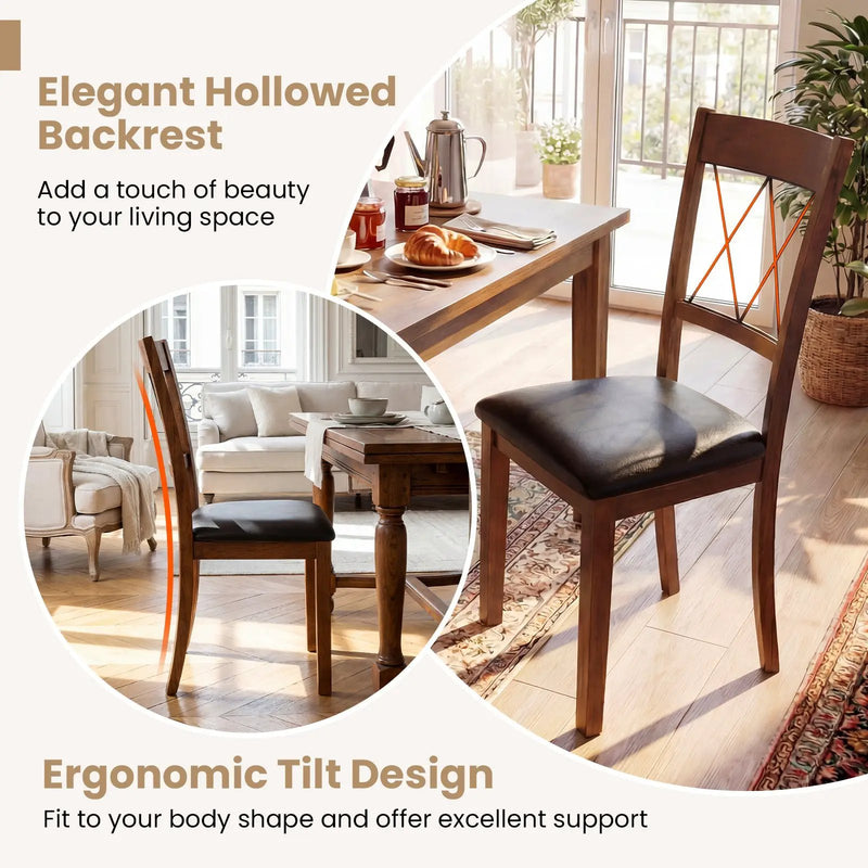 Dining Chair Set of 2 Fabric Upholstered Kitchen Armless Chairs with Rubber Wood Frame-Walnut by DirectDeals