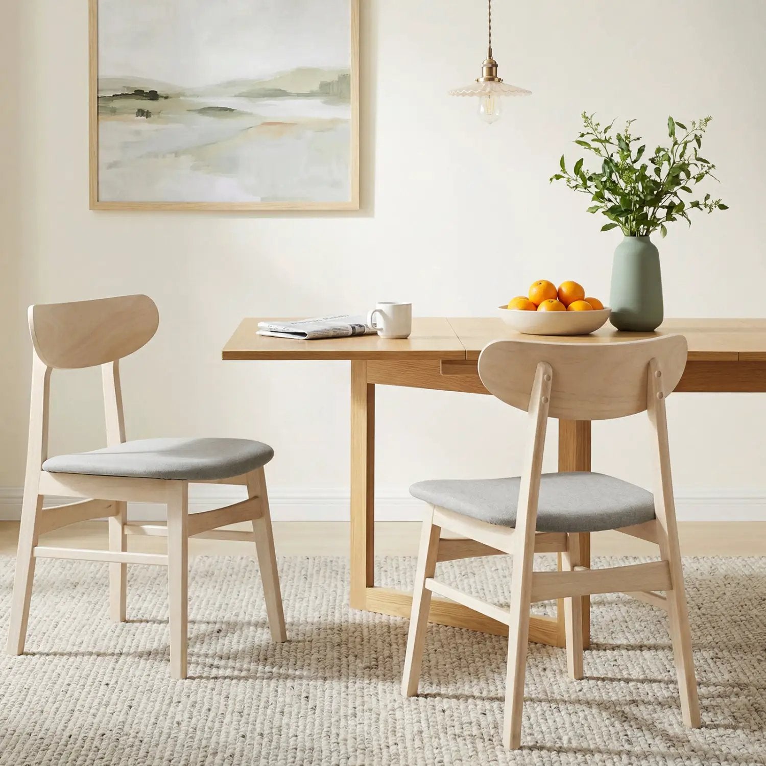 Dining Chair Set of 2 Fabric Upholstered Kitchen Armless Chairs-Natural by DirectDeals