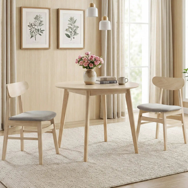 Dining Chair Set of 2 Fabric Upholstered Kitchen Armless Chairs-Natural by DirectDeals