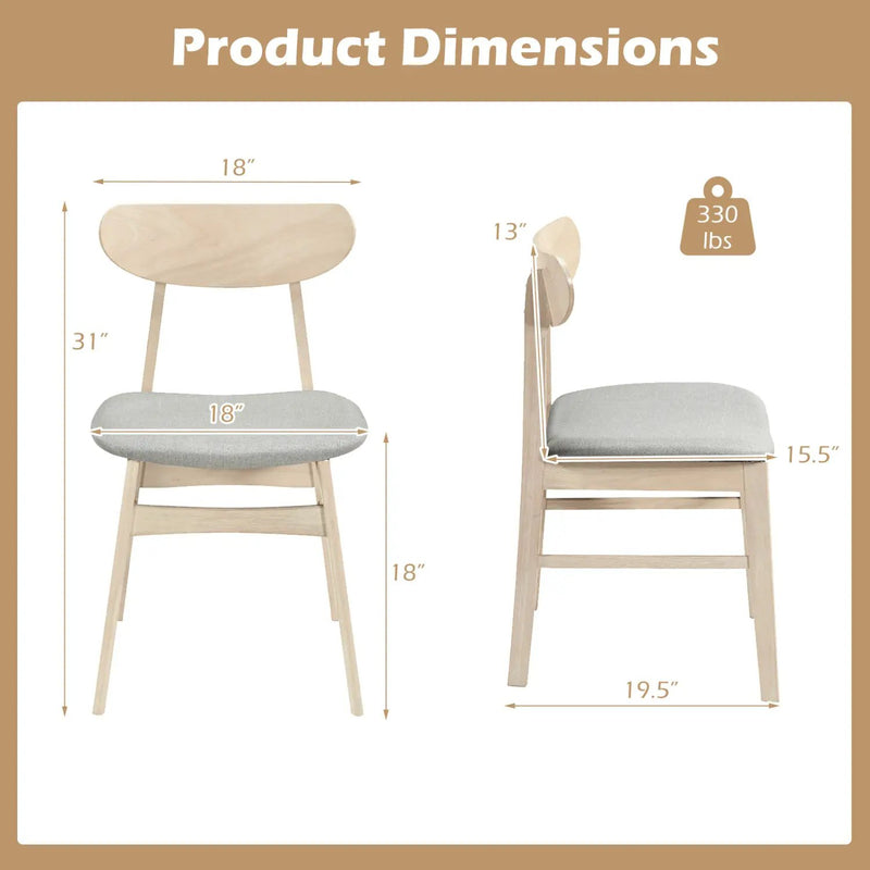 Dining Chair Set of 2 Fabric Upholstered Kitchen Armless Chairs-Natural by DirectDeals
