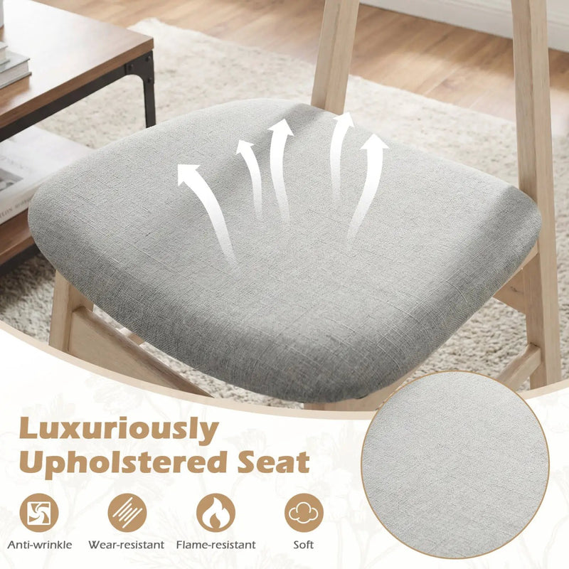 Dining Chair Set of 2 Fabric Upholstered Kitchen Armless Chairs-Natural by DirectDeals