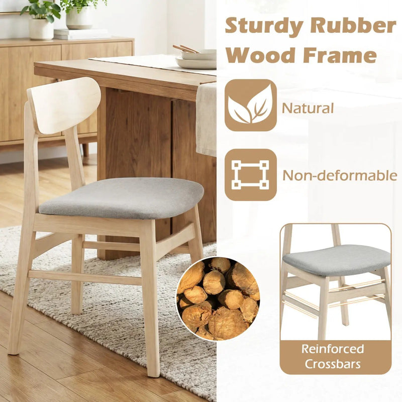 Dining Chair Set of 2 Fabric Upholstered Kitchen Armless Chairs-Natural by DirectDeals