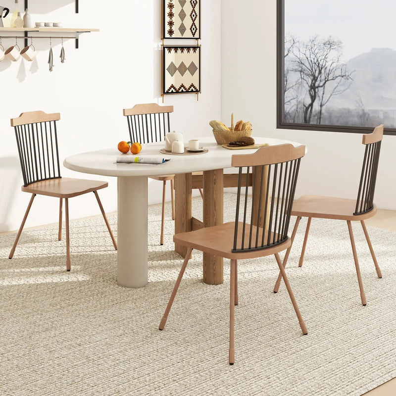 Dining Chair with Spindle Back and Ergonomic Contoured Seat Set of 2-Natural by DirectDeals