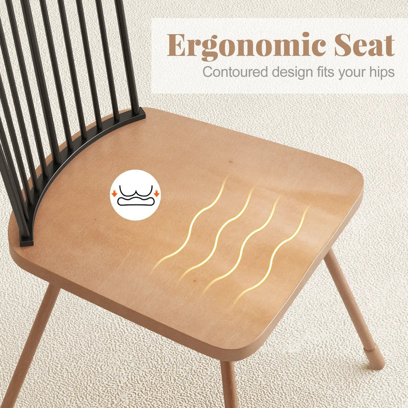 Dining Chair with Spindle Back and Ergonomic Contoured Seat Set of 2-Natural by DirectDeals