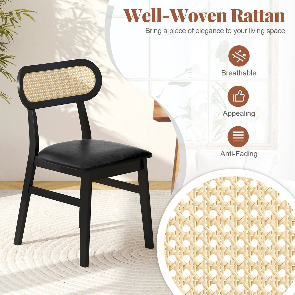 Indoor Mid Century Wood Dining Chairs Set of 2 for Dining Room by DirectDeals
