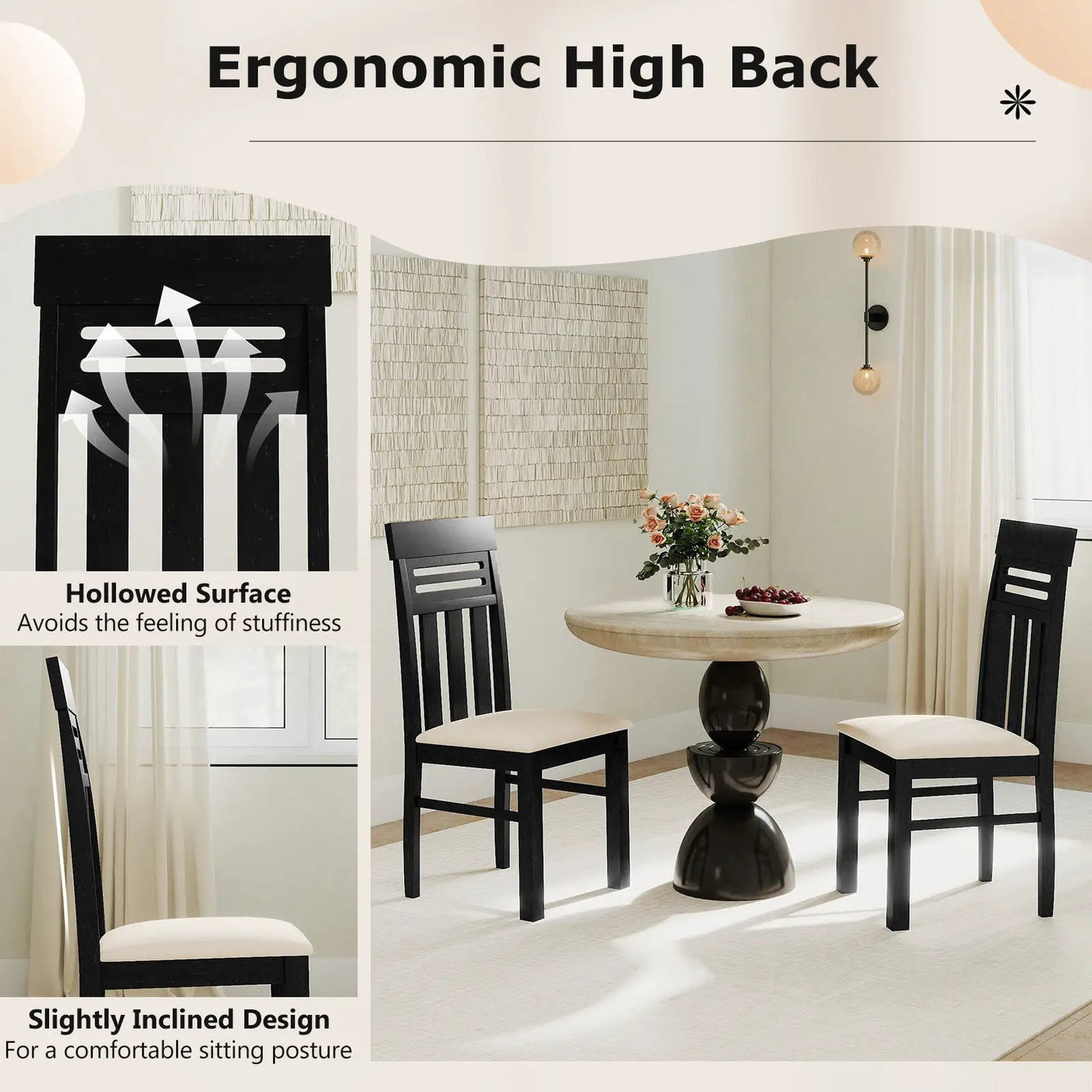Dining Chairs High Back Dining Room Chairs Set of 2 by DirectDeals