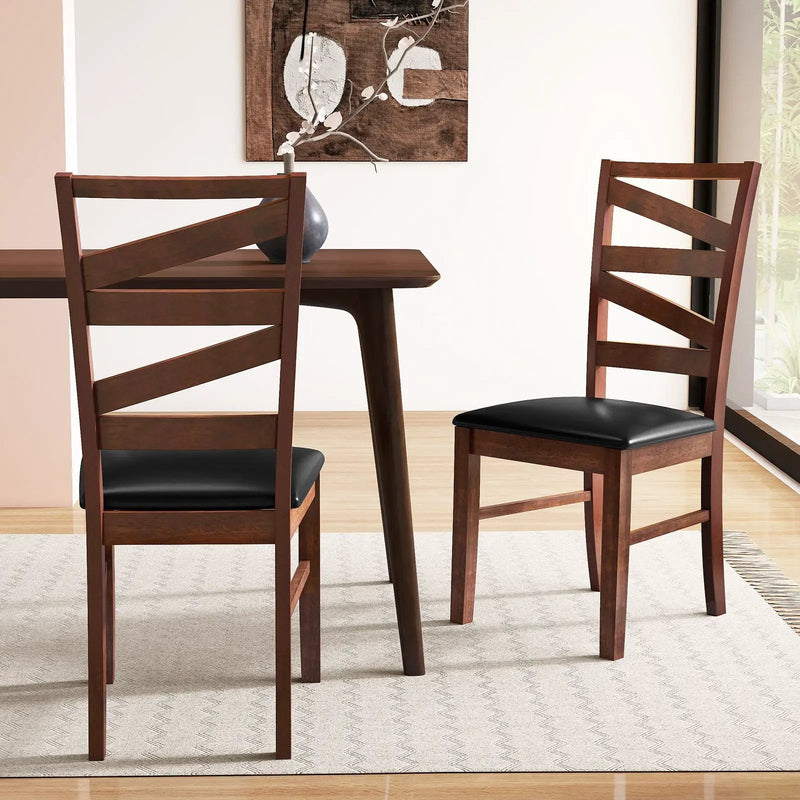 Dining Chairs Set of 2 Kitchen Side Chairs with Rubber Wood Legs-Walnut by DirectDeals