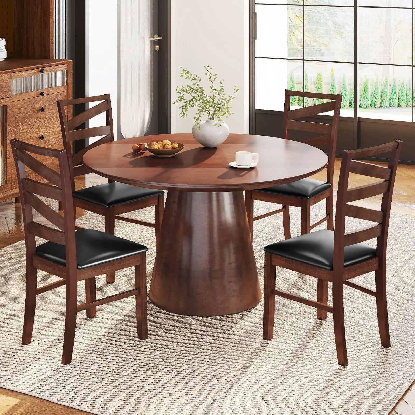 Dining Chairs Set of 2 Kitchen Side Chairs with Rubber Wood Legs-Walnut by DirectDeals