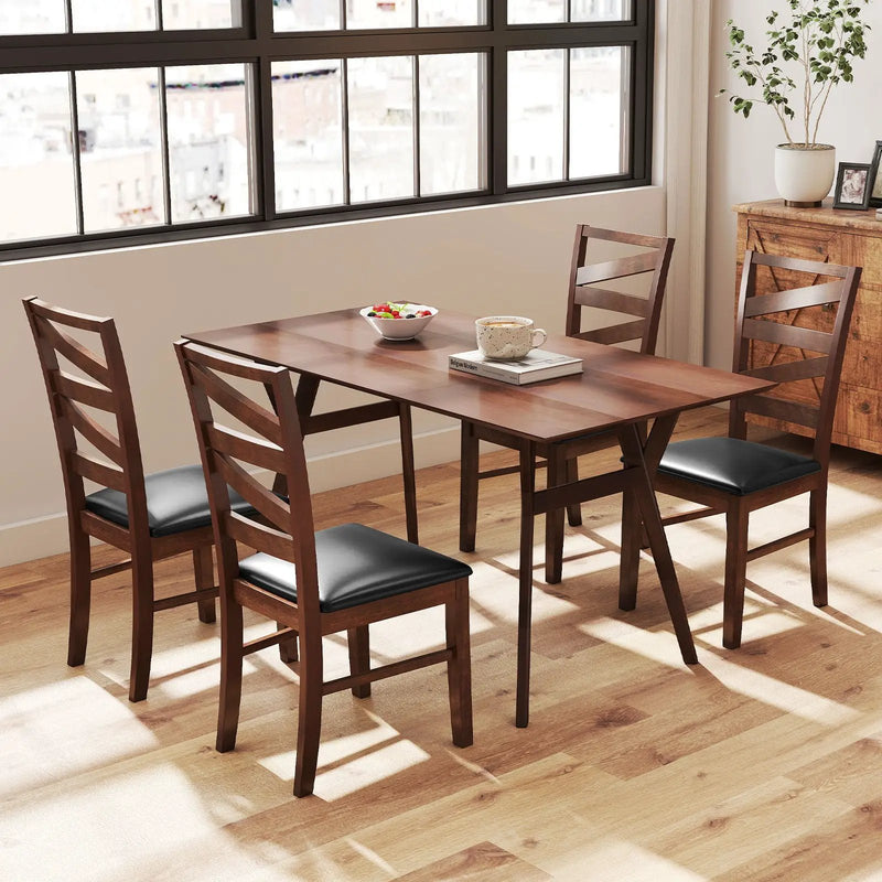 Dining Chairs Set of 2 Kitchen Side Chairs with Rubber Wood Legs-Walnut by DirectDeals