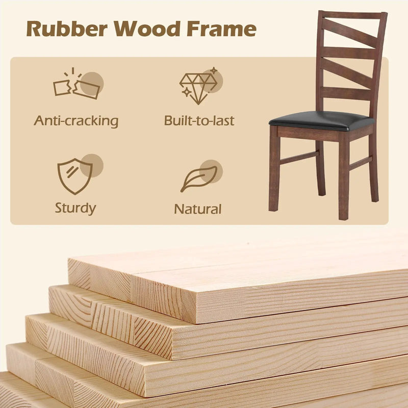Dining Chairs Set of 2 Kitchen Side Chairs with Rubber Wood Legs-Walnut by DirectDeals